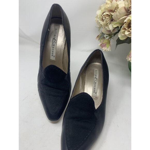 VTG 90's Size 7 Black Leather "Perform" Pointed Toe 3" chunky Heel - Picture 1 of 6